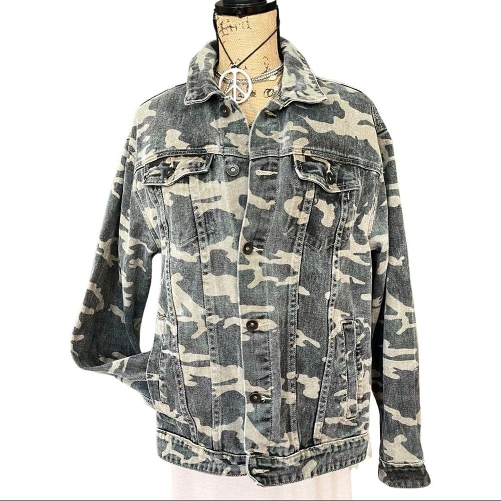 CYPRESS HILL denim jacket men's camo green & gray size MEDIUM - Picture 6 of 14